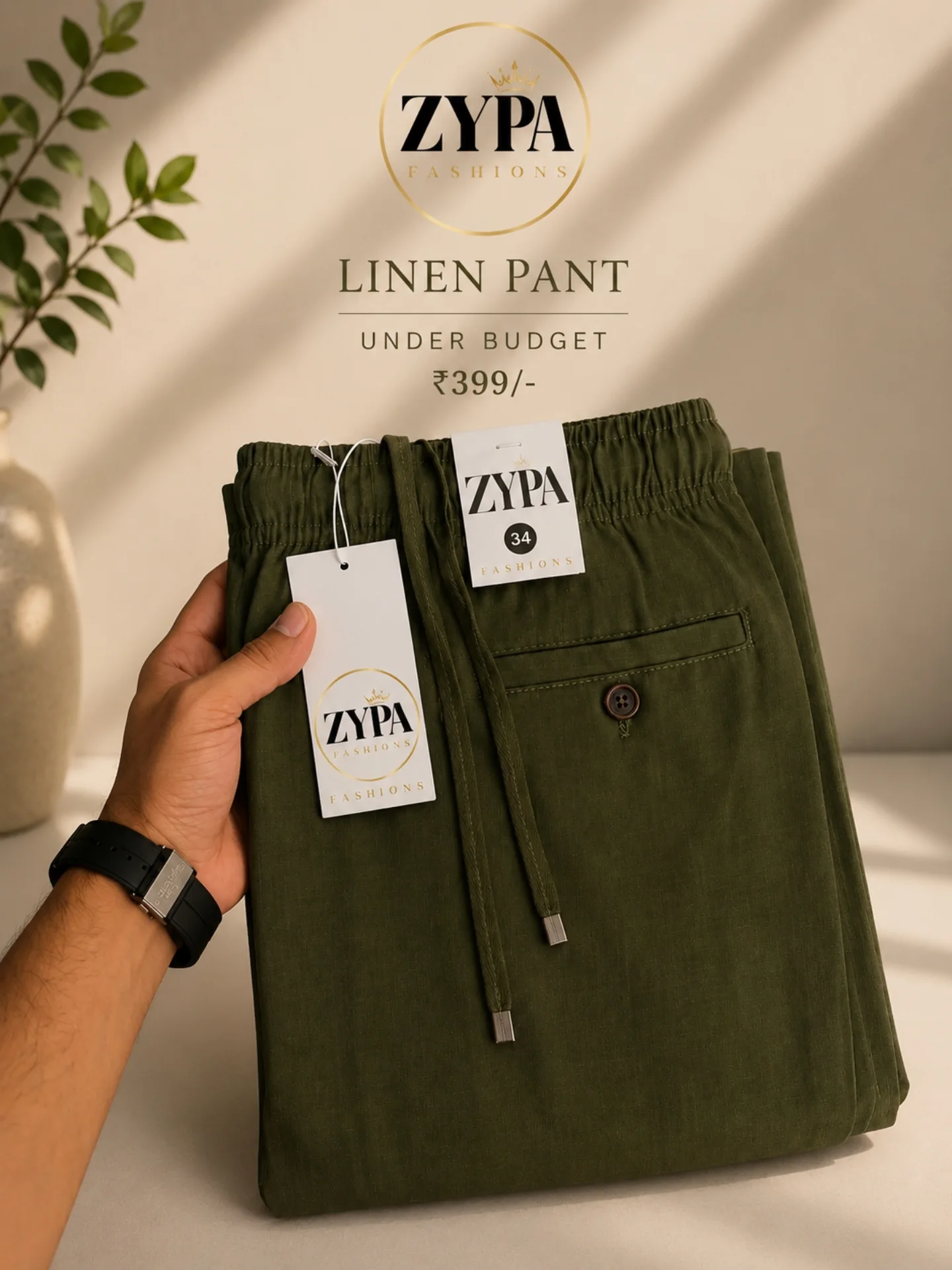 Olive Luxe Linen Pant - Image 2