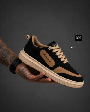 Men’s Black & Beige Casual Sneakers | Premium Streetwear Shoes for Men