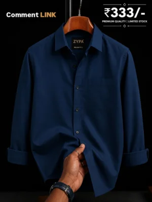 Men’s Premium Navy Blue Formal Shirt | Stylish Solid Casual & Office Wear Shirt