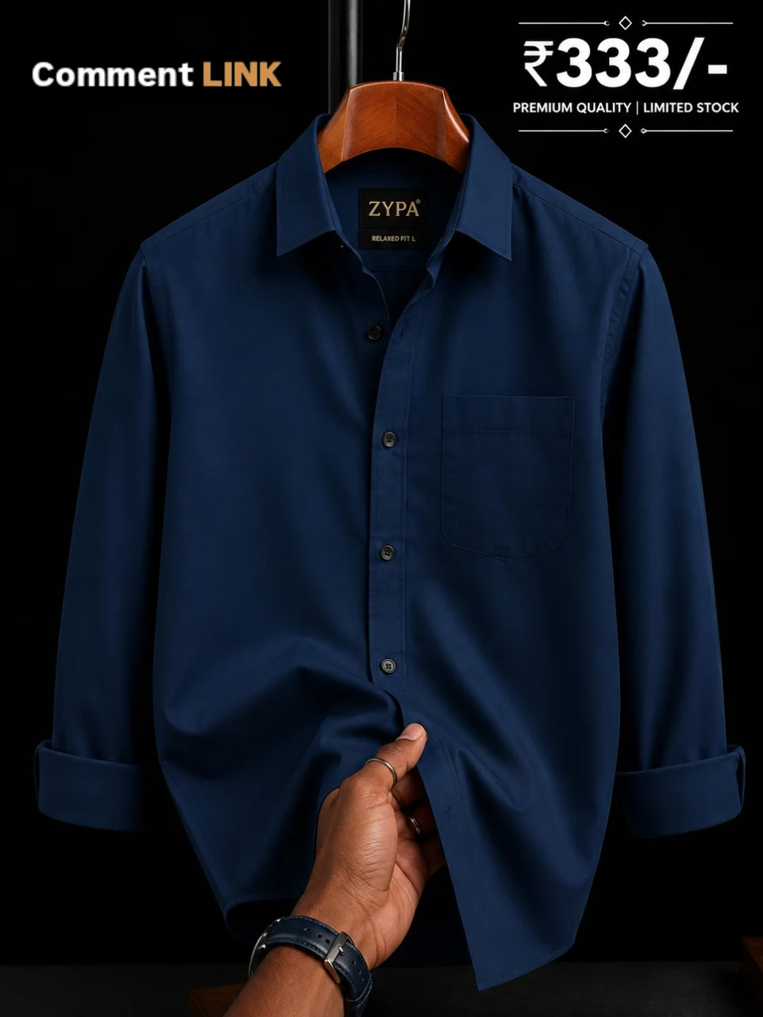Men’s Premium Navy Blue Formal Shirt | Stylish Solid Casual & Office Wear Shirt