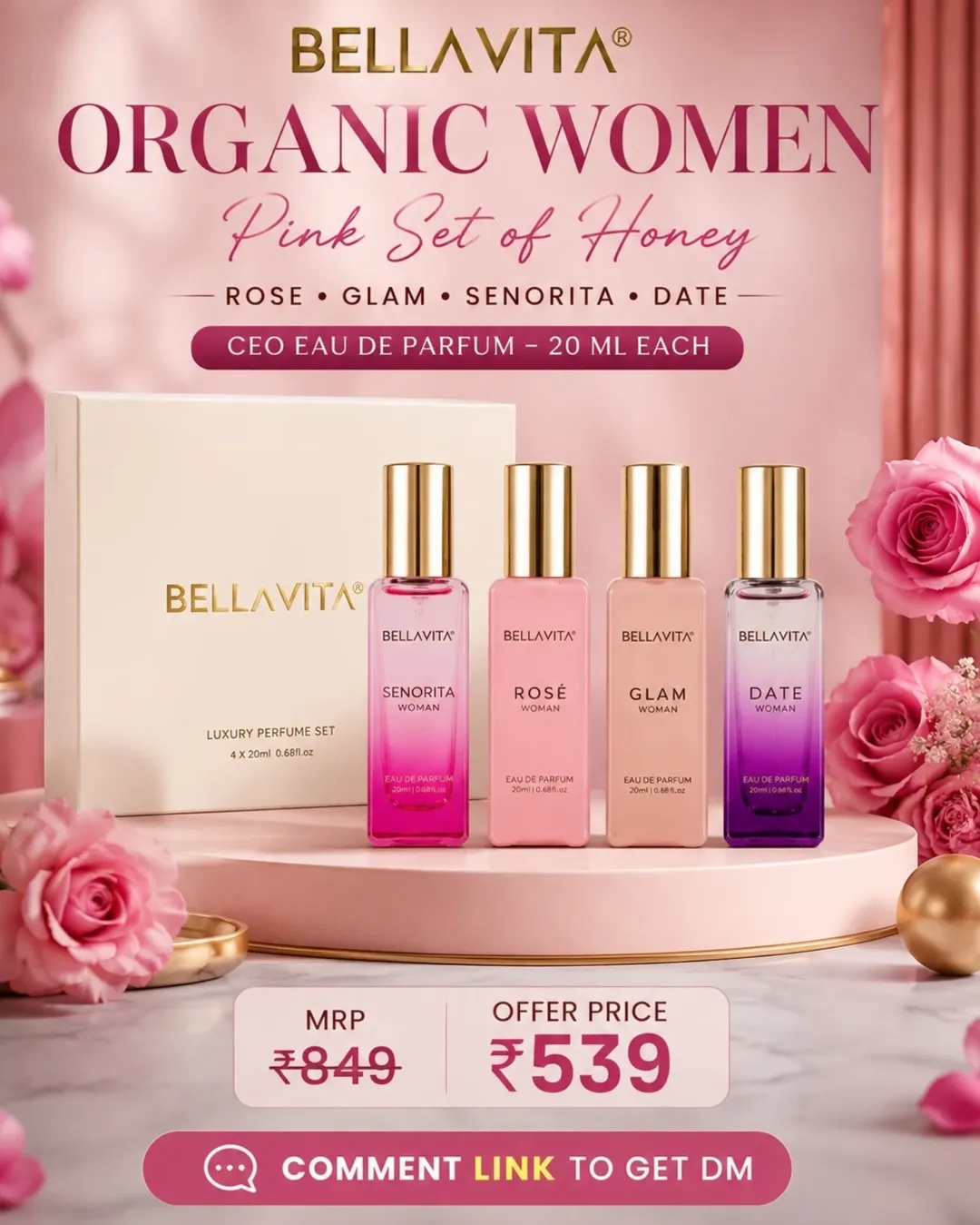 Bellavita Organic Women Pink Perfume Set