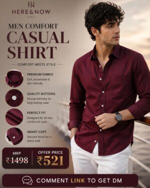 HERE&NOW Maroon Comfort Casual Shirt