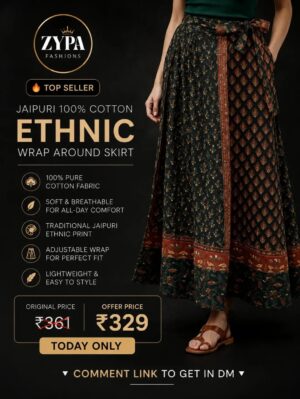 Jaipuri Cotton Ethnic Wrap Around Skirt for Women - ZYPA Fashions