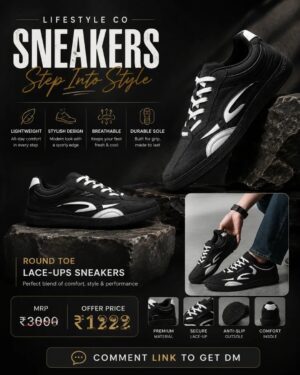 Lifestyle Co Black & White Lightweight Sneakers
