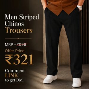 Men’s Black Striped Chinos Trousers - ZYPA Fashions