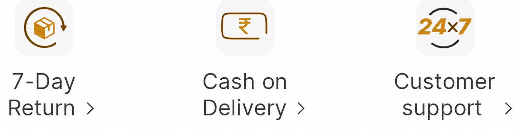 7 Days Return, Cash on Delivery and Support